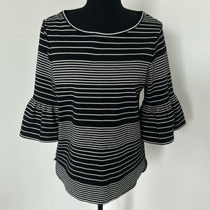 Black and White Bell Sleeve Top